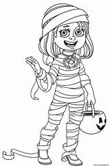Coloring Mummy Costume Halloween Trick Treat Printable sketch template