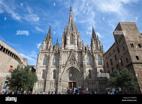 Barcelona Cathedral In Spain Gothic Quarter Barri Gotic Of The City