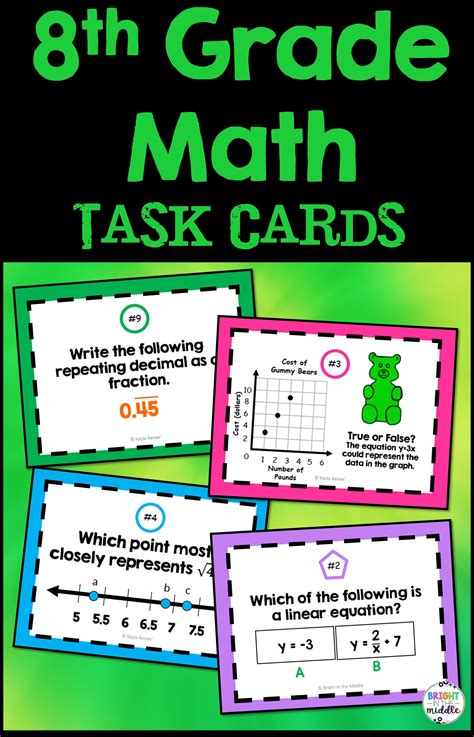 8th Grade Math Task Cards Growing Bundle 8th Grade Math Math Tasks
