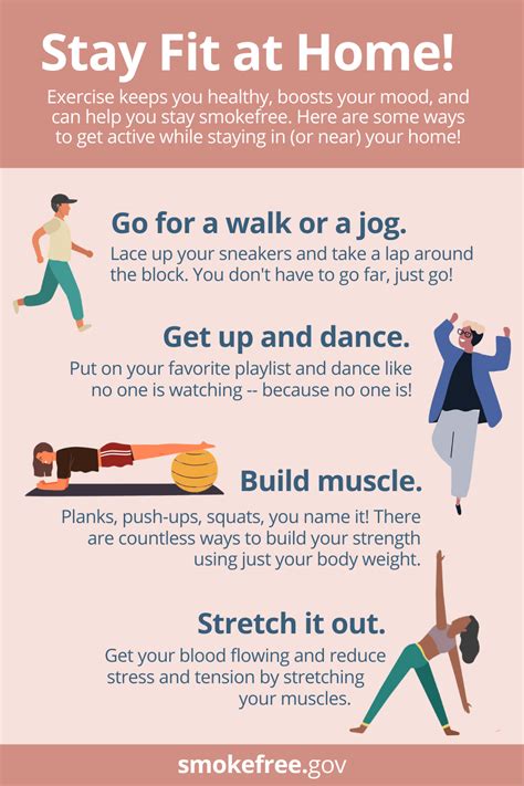 A Poster With Instructions On How To Stay Fit At Home And What To Use It