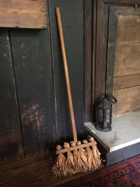 19th C Large Antique Handmade Corn Husk Long Handle Broom Mop Scrubber