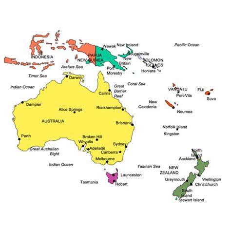 Australia And Oceania Regional Powerpoint Map Cities Clip Art Maps