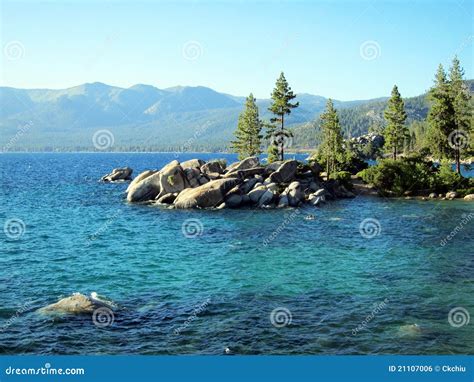 Stone Beach Turquoise Water At Lake Tahoe Nevada Royalty Free Stock