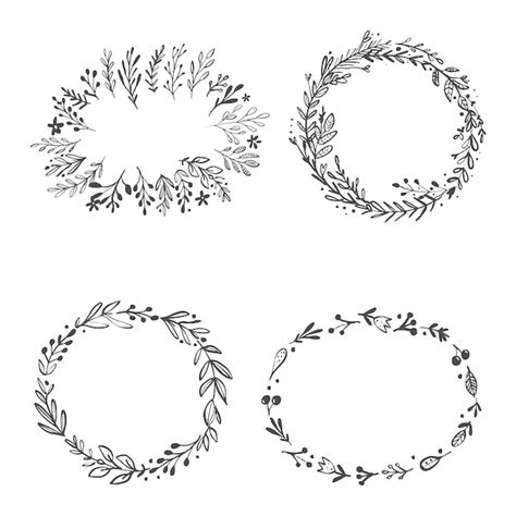 Premium Vector Vector Illustration Of A Set Of Floral Wreaths