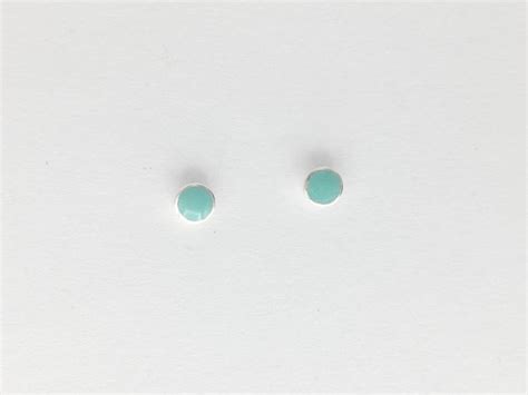 Sterling Silver Tiny Mm Synthetic Turquoise Stud Earrings Studs