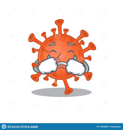 A Crying Deadly Corona Virus Cartoon Mascot Design Style Stock Vector