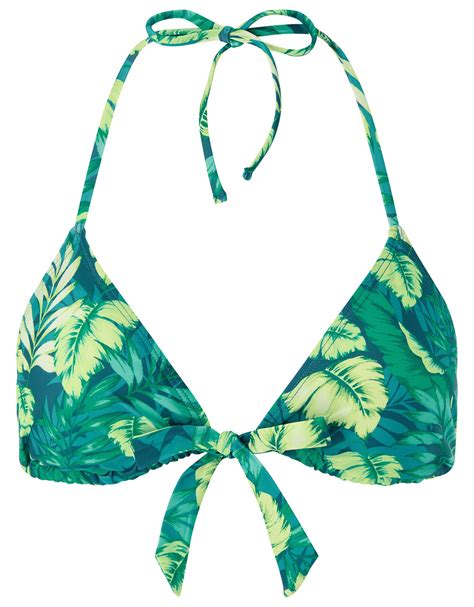 Leaf Print Triangle Bikini Top Green Bikini Tops Accessorize Uk