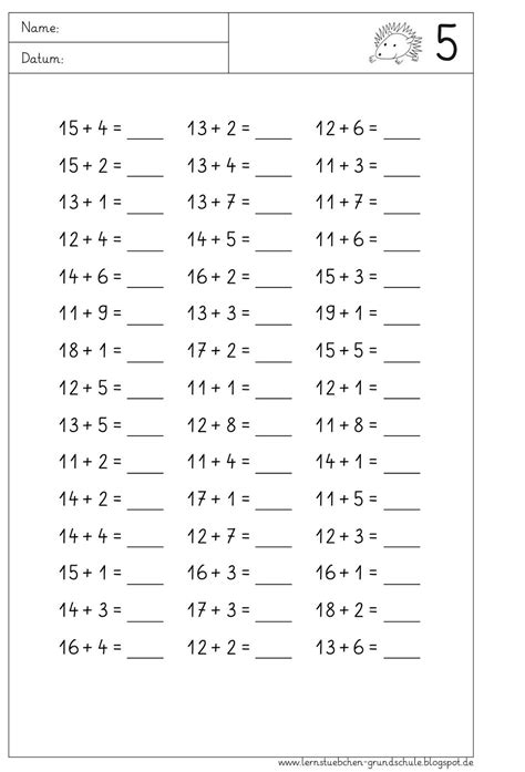 Klasse mathe arbeitsblatt mathe für erstklässler zahlen vorschule lesen lernen 1 klasse arbeitsblätter zum ausdrucken. hier jetzt die Plusaufgaben ohne ZÜ und hier gibt es nicht so viele Kombinationen... LG Gille ...