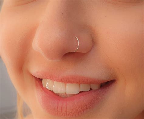 Tiny Silver Nose Ring Hoop 24 Gauge Snug Nose Hoop Thin Nose Piercings Hoops Nose Piercing