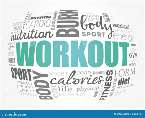 Workout Word Cloud Collage Fitness Health Concept Stock Illustration