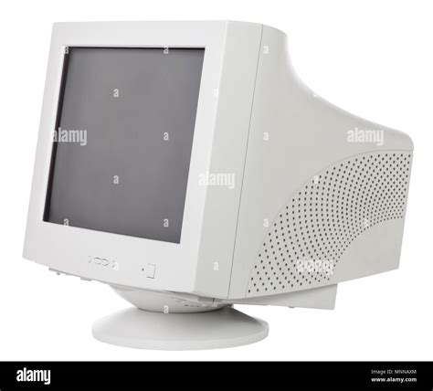 Vintage Crt Computer Monitor With Black Screen Isolated On White
