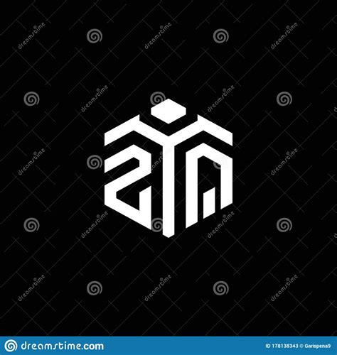 Zq Monogram Logo With Abstract Hexagon Style Design Template Stock