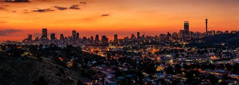 Stunning Panoramic Photo Print Of The Johannesburg City Skyline At Dusk