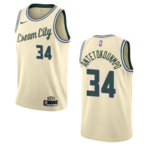 2019 20 Mens Milwaukee Bucks 34 Giannis Antetokounmpo City Edition Swingman Jersey Cream