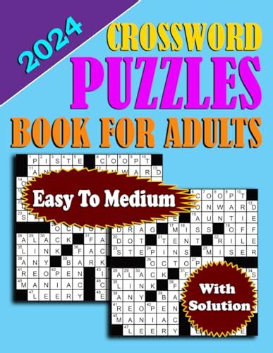 2024 Easy To Medium Crossword Puzzles Book For Adults 80 Large Print