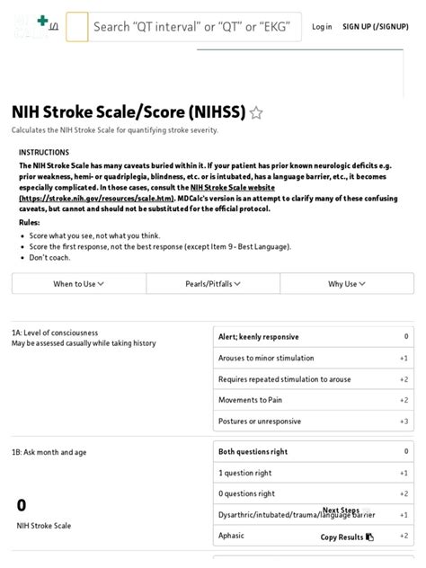 Nih Stroke Scalescore Nihss Mdcalc Pdf Stroke Human Diseases
