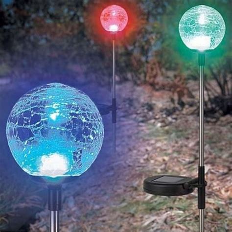 Colour Changing Solar Crackle Ball Stake Light Ice Orb
