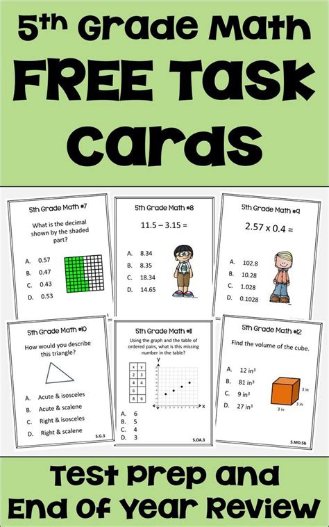 These Free 5th Grade Math Task Cards Are Fun For Students And Great For