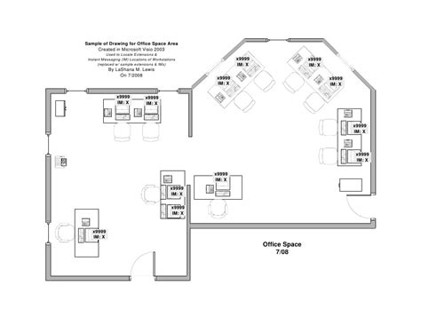 Here are some pictures of the sample house floor plan drawings. Sample Office Drawing - MS Visio 2003