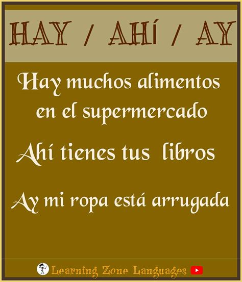 Diferencia Entre Hay Ahí Ay Vocabulary Exercises Spanish Words