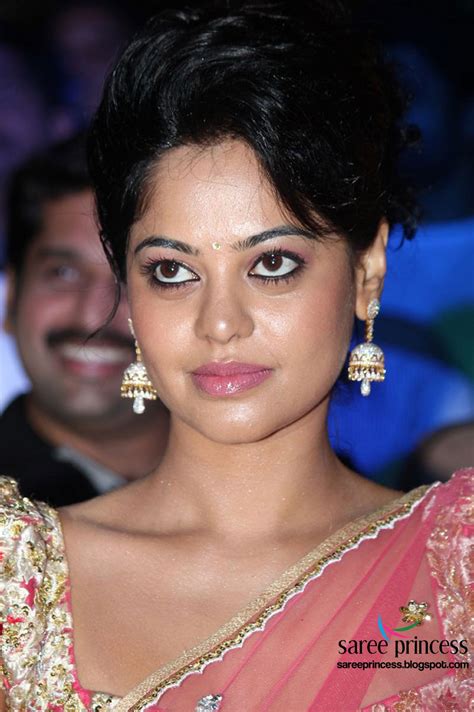 South Actress Bindu Madhavi Looking Cute In A Pink See Through Saree