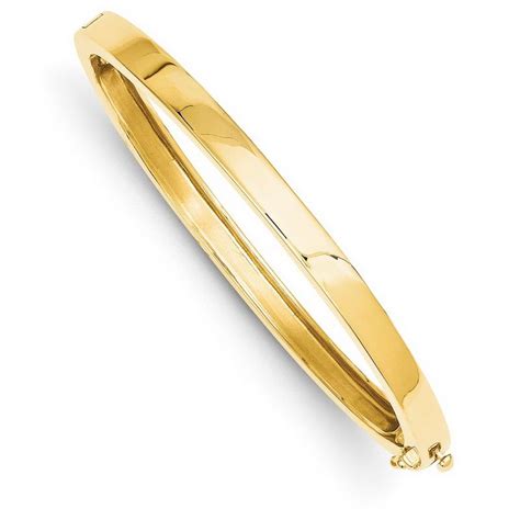 14k Yellow Gold 53mm Polished Solid Hinged Bracelet Bangle Hinged