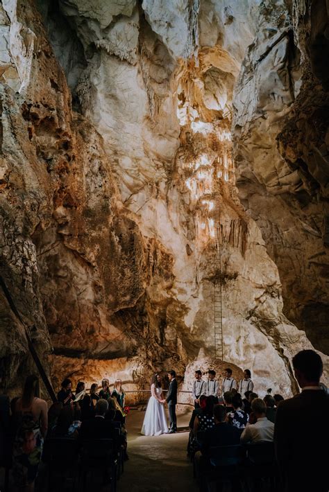 A Wedding At Jenolan Caves Bianca And Paul In The Cathedral Chamber Of