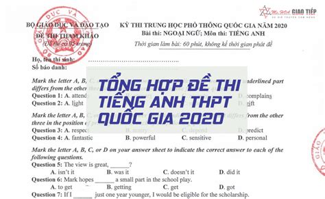 Vừa giúp các em có thể củng cố kiến thức cũ. Tổng hợp đề thi tiếng Anh THPT quốc gia 2020 - Ms Hoa Giao tiếp