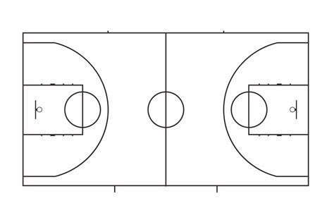 Basketball Field Layout With Markings View From Above Black And Whit