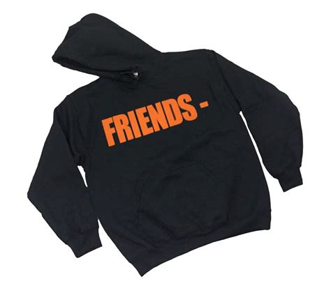 Vlone Friends Orange On Black Original Color Way Hoodie Etsy