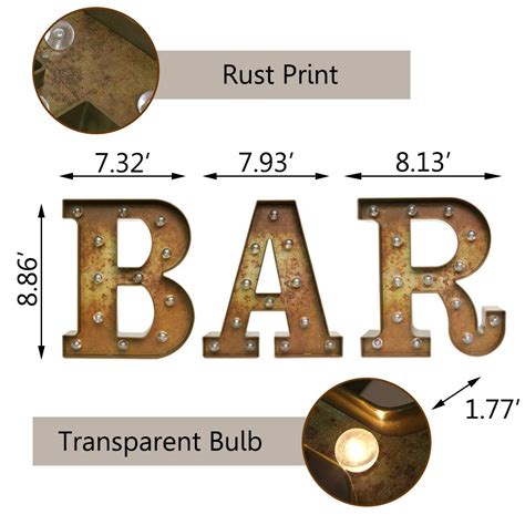 Rust Led Bar Marquee Letters With Lights Light Up Letters Illuminated