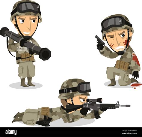 Soldado Con Bazooka Ametralladora Casco Uniforme De Guerra Permanente