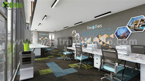 Innovative 3d Office Interior Design By Yantram Architectural Rendering