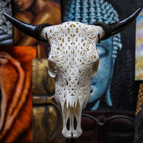 Hand Carved Cow Skull Celtic 2 Aureus Skulls Touch Of Modern