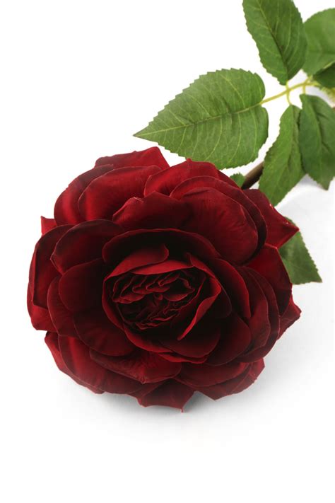 Artificial 92cm Single Stem Fully Open Burgundy Rose Artplants