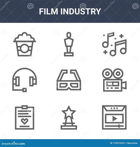 9 Film Industry Icons Pack Trendy Film Industry Icons On White
