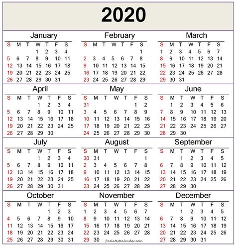 2020 Calendar Template Word Pdf Freelatest Calendar Medium