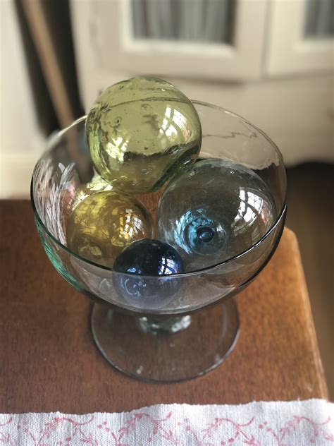 Beautiful Recycled Glass Dish With Hand Blown Coloured Glass Balls