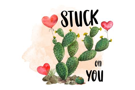 You may also like about me or sit and think about it clipart! Cactus I'm Stuck On You, Watercolor Clipart By North Sea ...