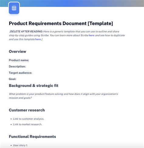 Creating A Product Requirements Document Prd Template For Software