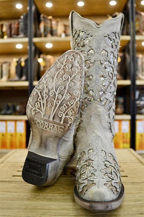 Corral Ladies White Glitter Inlay And Crystals Wedding Boots A3322 #