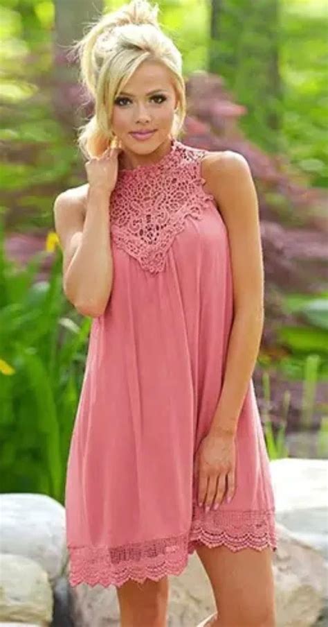 Womens Pink Sleeveless Lace Summer Dress Just Pink About It Lace