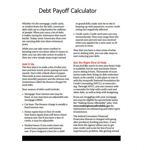 Free 11 Sample Debt Payoff Calculator Templates In Pdf