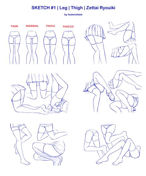 Sketch Leg Thigh Zettai Ryouiki By Kazenokaze On