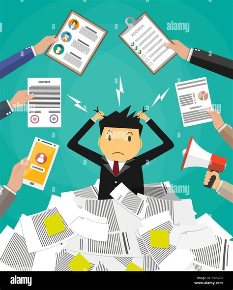Stressed Out Office Worker Man Stock Vector Images Alamy