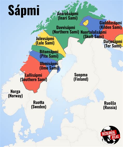 Sápmi The Sámi Homelands Sami European History Language Map