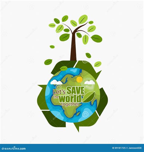 Eco Friendly Ecology Concept With Green Eco Earth And Trees Stock