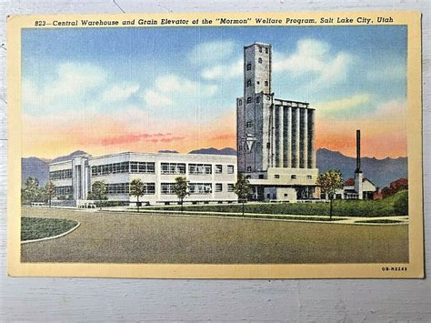 Vintage Postcard 1940 Mormon Welfare Program Grain Warehouse Salt Lake