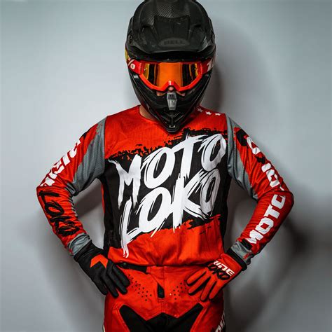 Customised Motocross Jersey - Red Brushed (Kids) - MotoLoko