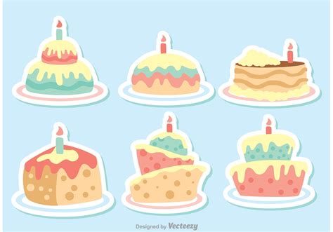 Colorful Vector Cartoon Birthday Cake Vectors Pack 83518 Vector Art At
